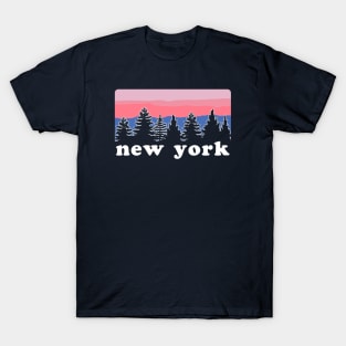 Up State New York Pine Tree Sunset T-Shirt